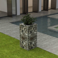 Produktbild för Planteringsgabion upphöjd stål 50x50x100 cm