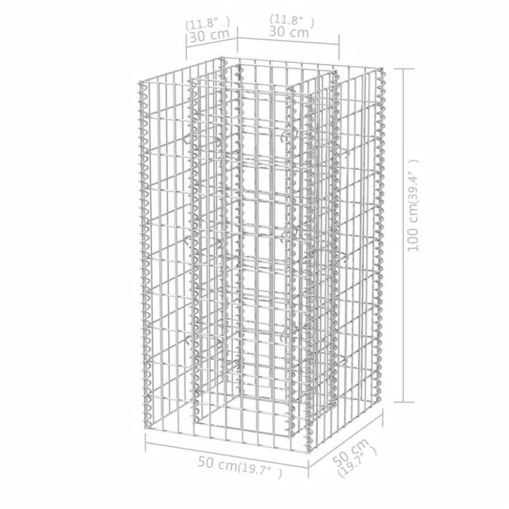 Produktbild för Planteringsgabion upphöjd stål 50x50x100 cm