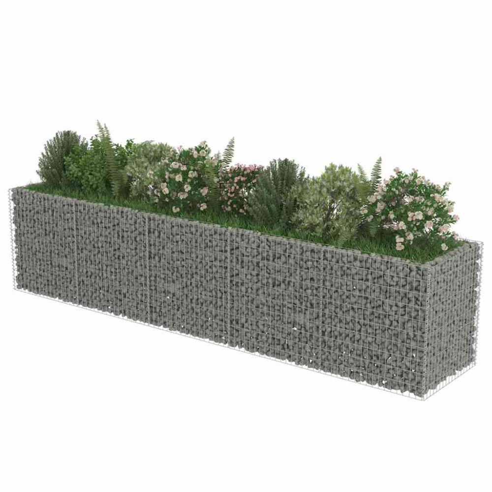 Produktbild för Planteringsgabion upphöjd galvaniserat stål 450x90x100 cm