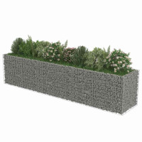Produktbild för Planteringsgabion upphöjd galvaniserat stål 450x90x100 cm