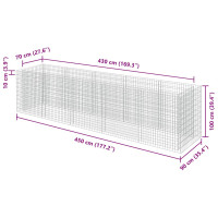 Produktbild för Planteringsgabion upphöjd galvaniserat stål 450x90x100 cm