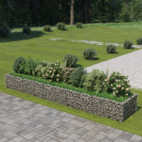 Produktbild för Planteringsgabion upphöjd galvaniserat stål 450x90x50 cm