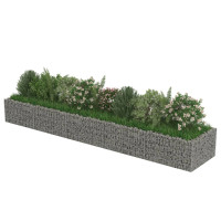 Produktbild för Planteringsgabion upphöjd galvaniserat stål 450x90x50 cm