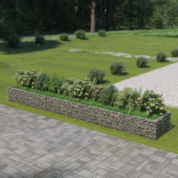 Produktbild för Planteringsgabion upphöjd galvaniserat stål 540x90x50 cm