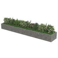 Produktbild för Planteringsgabion upphöjd galvaniserat stål 540x90x50 cm