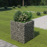 Produktbild för Planteringsgabion upphöjd galvaniserat stål 90x90x100 cm