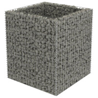 Produktbild för Planteringsgabion upphöjd galvaniserat stål 90x90x100 cm