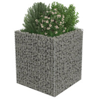 Produktbild för Planteringsgabion upphöjd galvaniserat stål 90x90x100 cm