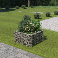 Produktbild för Planteringsgabion upphöjd galvaniserat stål 90x90x50 cm