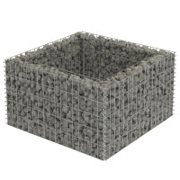 Produktbild för Planteringsgabion upphöjd galvaniserat stål 90x90x50 cm