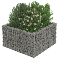 Produktbild för Planteringsgabion upphöjd galvaniserat stål 90x90x50 cm