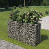 Produktbild för Planteringsgabion upphöjd galvaniserat stål 180x50x100 cm