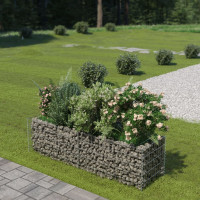 Produktbild för Planteringsgabion upphöjd galvaniserat stål 180x50x50 cm