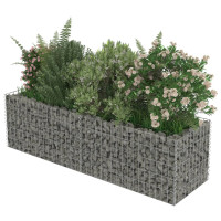 Produktbild för Planteringsgabion upphöjd galvaniserat stål 180x50x50 cm