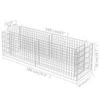 Produktbild för Planteringsgabion upphöjd galvaniserat stål 180x50x50 cm