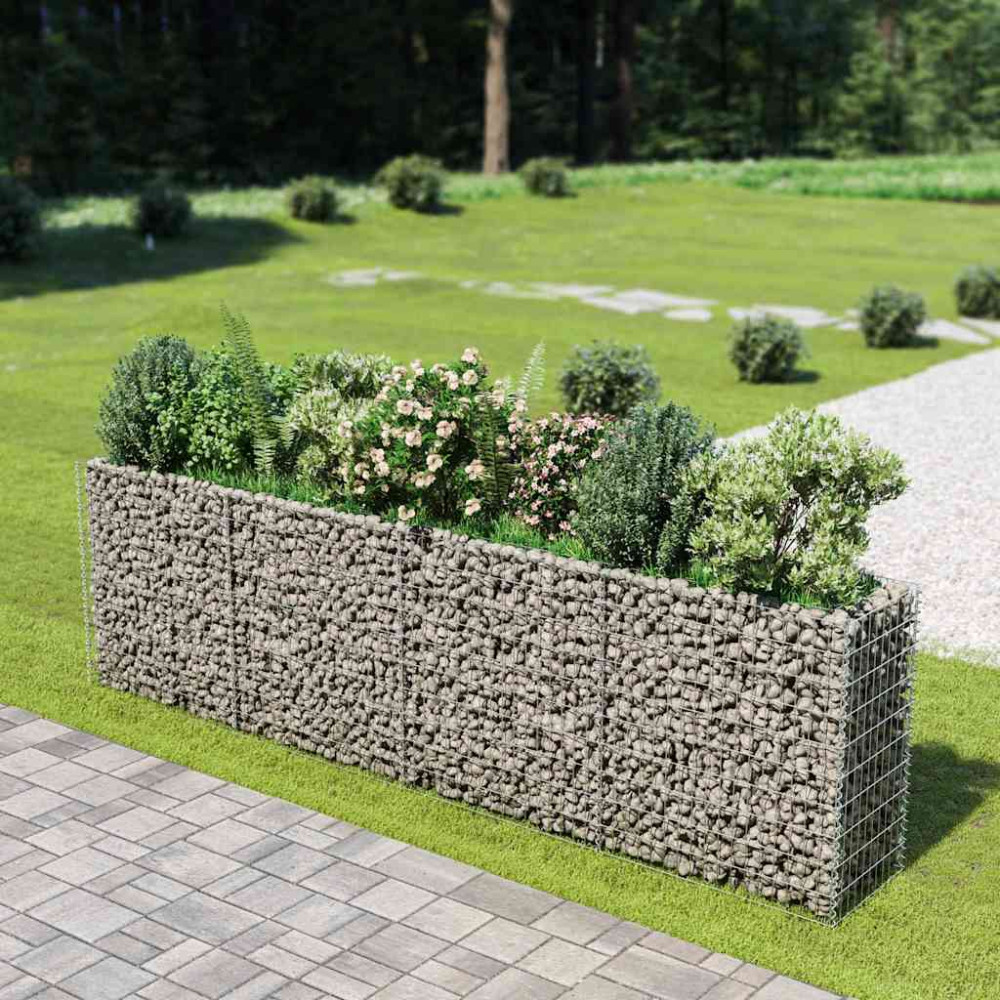 Produktbild för Planteringsgabion upphöjd galvaniserat stål 360x50x100 cm