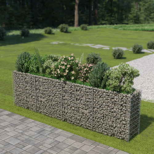 vidaXL Planteringsgabion upphöjd galvaniserat stål 360x50x100 cm