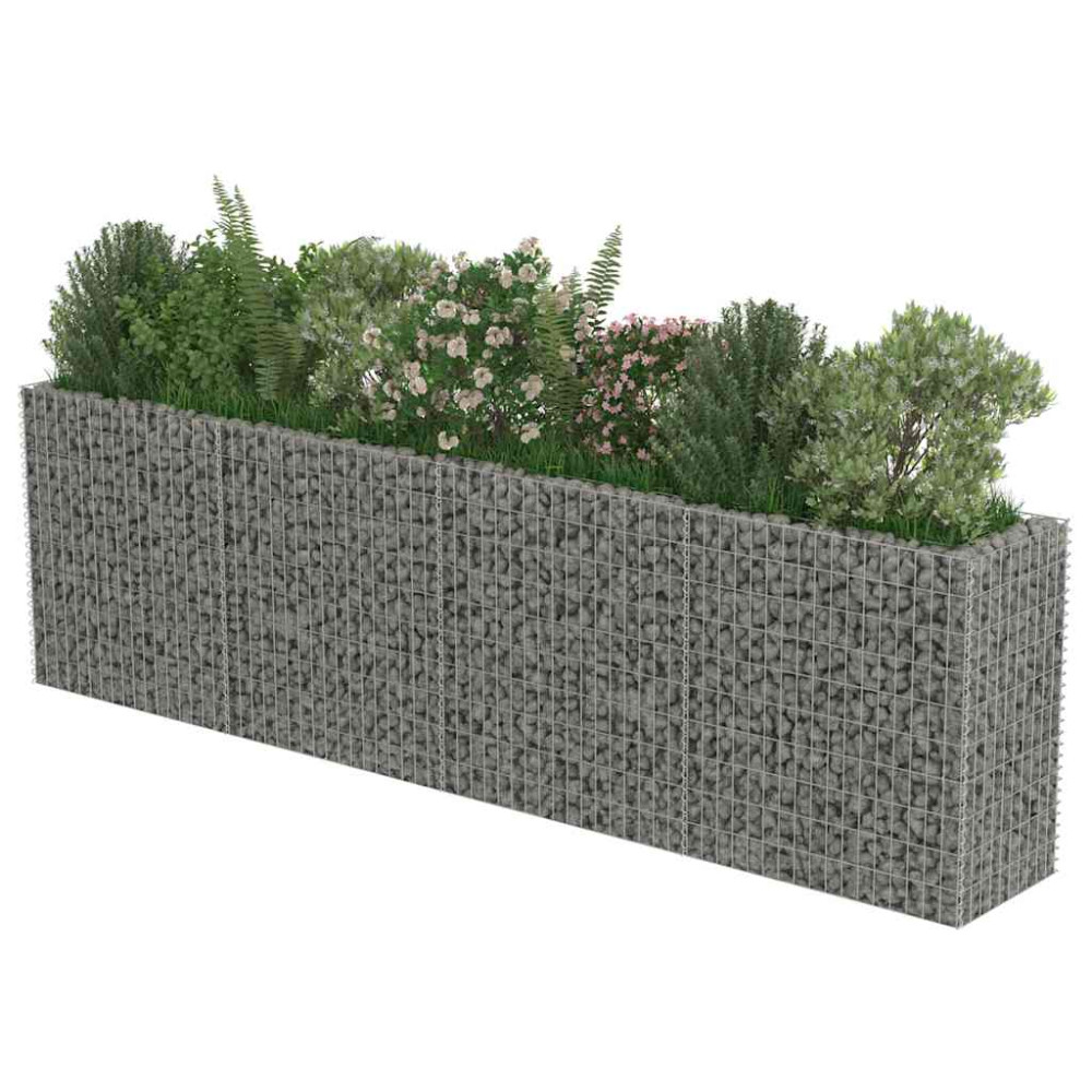 Produktbild för Planteringsgabion upphöjd galvaniserat stål 360x50x100 cm