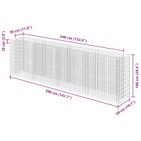 Produktbild för Planteringsgabion upphöjd galvaniserat stål 360x50x100 cm