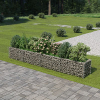 Produktbild för Planteringsgabion upphöjd galvaniserat stål 360x50x50 cm