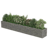 Produktbild för Planteringsgabion upphöjd galvaniserat stål 360x50x50 cm