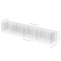 Produktbild för Planteringsgabion upphöjd galvaniserat stål 360x50x50 cm