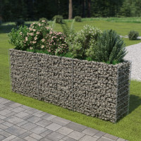 Produktbild för Planteringsgabion upphöjd galvaniserat stål 270x50x100 cm