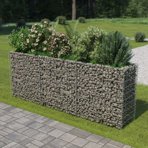 vidaXL Planteringsgabion upphöjd galvaniserat stål 270x50x100 cm