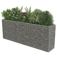 Produktbild för Planteringsgabion upphöjd galvaniserat stål 270x50x100 cm