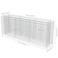 Produktbild för Planteringsgabion upphöjd galvaniserat stål 270x50x100 cm