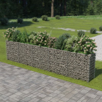 Produktbild för Planteringsgabion upphöjd galvaniserat stål 450x50x100 cm