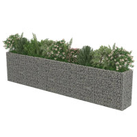 Produktbild för Planteringsgabion upphöjd galvaniserat stål 450x50x100 cm