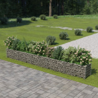 Produktbild för Planteringsgabion upphöjd galvaniserat stål 450x50x50 cm