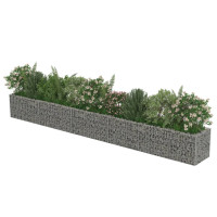 Produktbild för Planteringsgabion upphöjd galvaniserat stål 450x50x50 cm