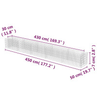 Produktbild för Planteringsgabion upphöjd galvaniserat stål 450x50x50 cm