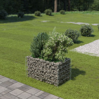 Produktbild för Planteringsgabion upphöjd galvaniserat stål 90x50x50 cm