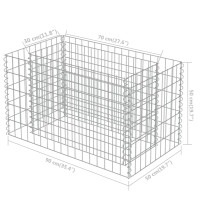 Produktbild för Planteringsgabion upphöjd galvaniserat stål 90x50x50 cm