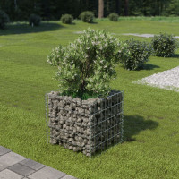 Produktbild för Planteringsgabion upphöjd galvaniserat stål 50x50x50 cm