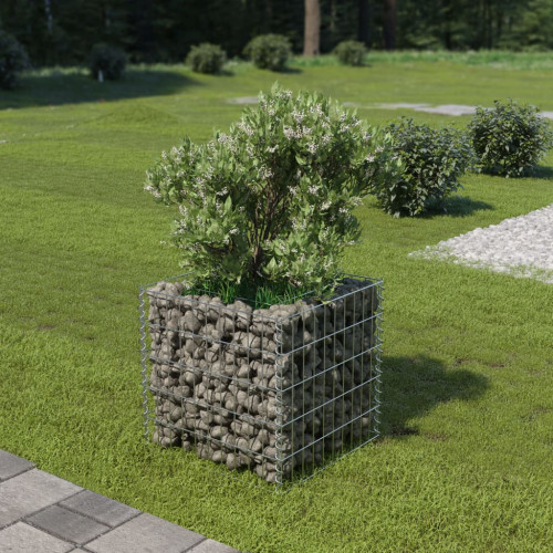 vidaXL Planteringsgabion upphöjd galvaniserat stål 50x50x50 cm