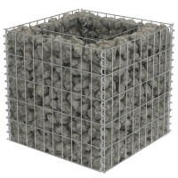 Produktbild för Planteringsgabion upphöjd galvaniserat stål 50x50x50 cm