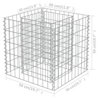 Produktbild för Planteringsgabion upphöjd galvaniserat stål 50x50x50 cm