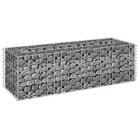 Produktbild för Planteringsgabion upphöjd galvaniserat stål 90x30x30 cm