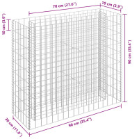 Produktbild för Planteringsgabion upphöjd galvaniserat stål 90x30x90 cm