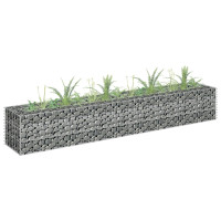 Produktbild för Planteringsgabion upphöjd galvaniserat stål 180x30x30 cm