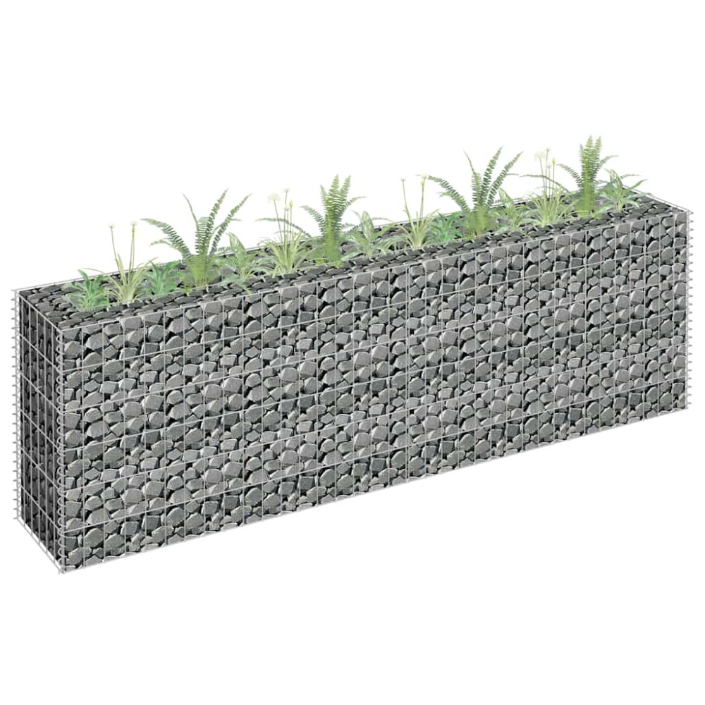 Produktbild för Planteringsgabion upphöjd galvaniserat stål 180x30x60 cm