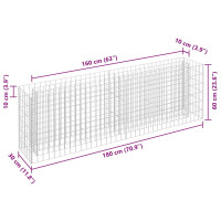 Produktbild för Planteringsgabion upphöjd galvaniserat stål 180x30x60 cm