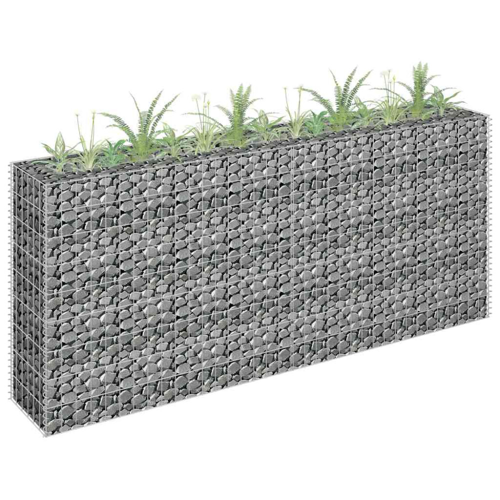 Produktbild för Planteringsgabion upphöjd galvaniserat stål 180x30x90 cm