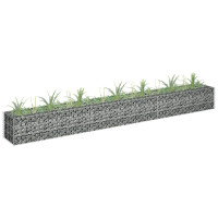 Produktbild för Planteringsgabion upphöjd galvaniserat stål 270x30x30 cm