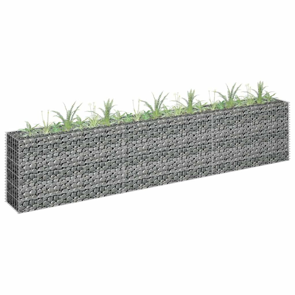 Produktbild för Planteringsgabion upphöjd galvaniserat stål 270x30x60 cm