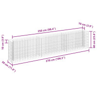 Produktbild för Planteringsgabion upphöjd galvaniserat stål 270x30x60 cm